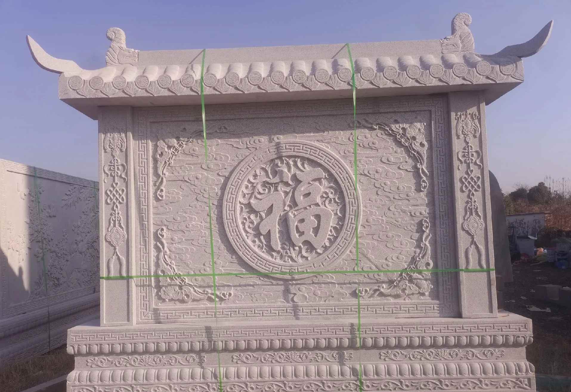 无锡 芝麻白花岗岩屏风，照壁，影壁